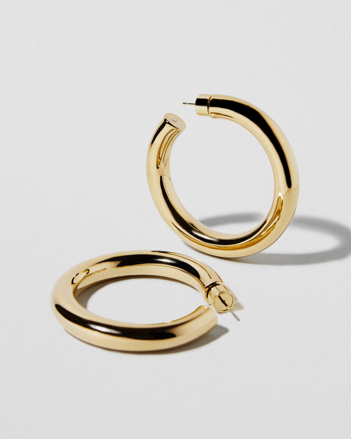 1.5" Jamma Baby Hoops gold earring - styled on model | hoop earrings