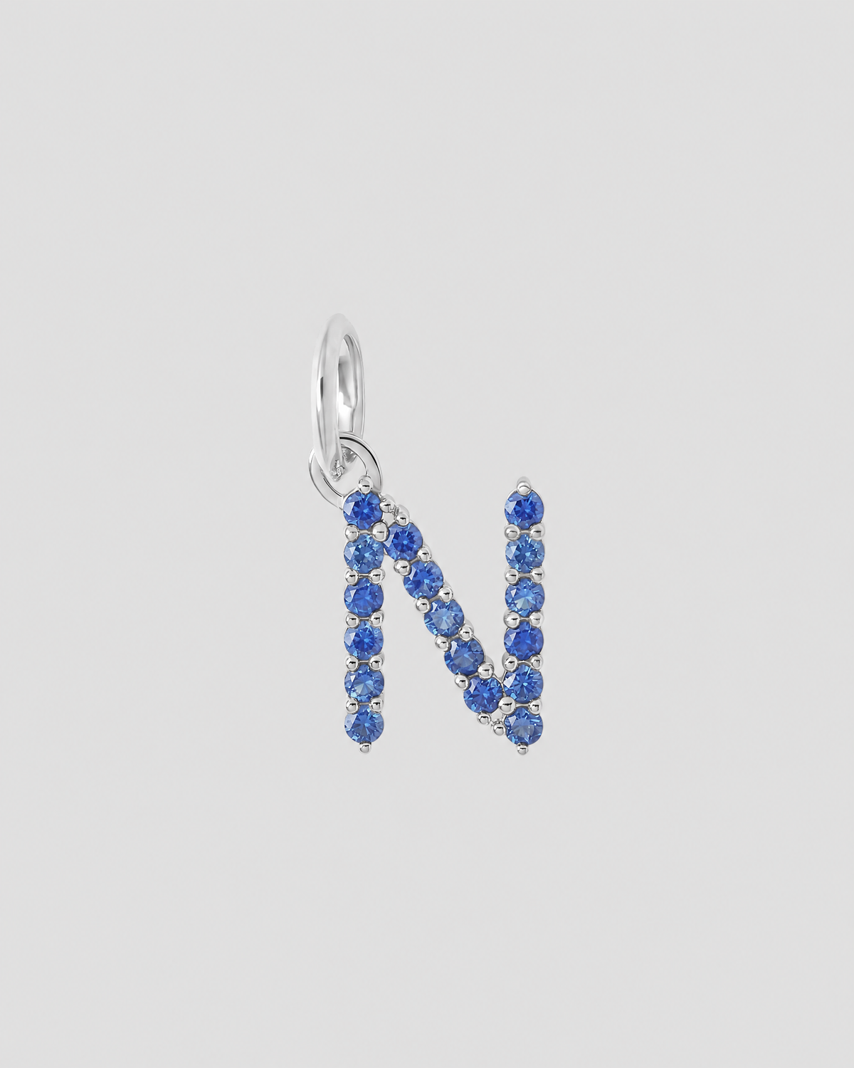 Medium Floating Sapphire Minimal Block Letter