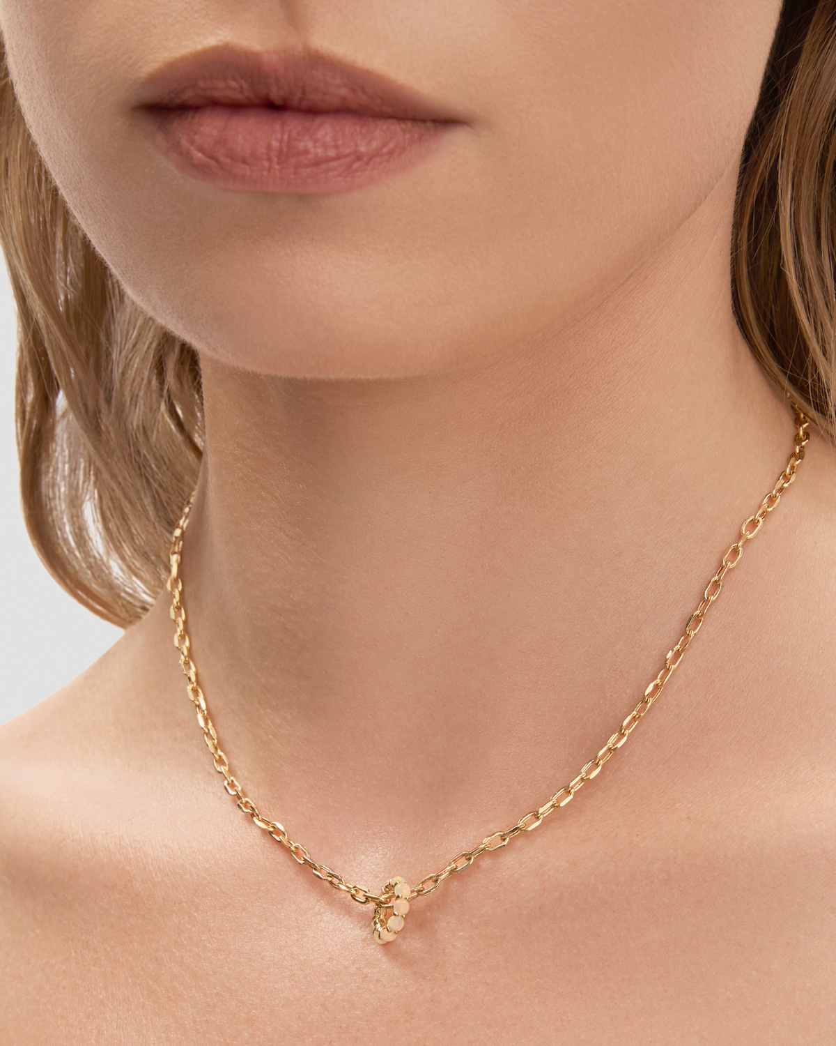 Eternity Bead charm - side view | gold charm necklace