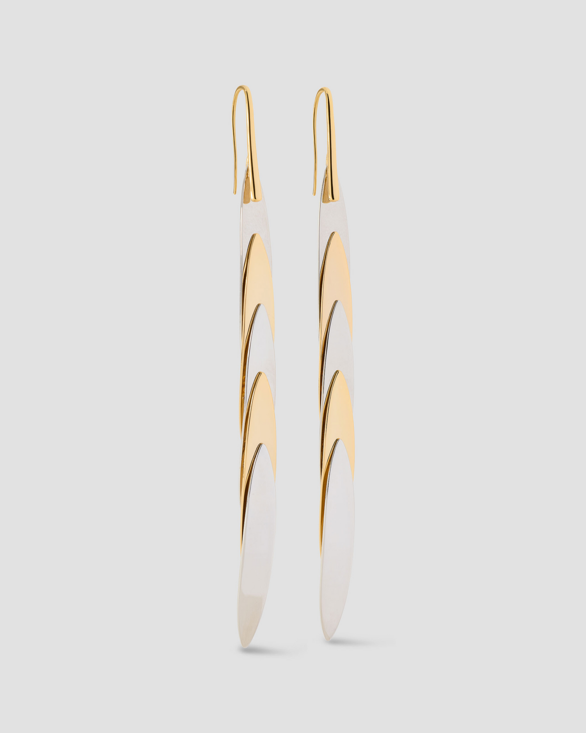 Long Feather Earrings earring - worn look | 14k gold earrings