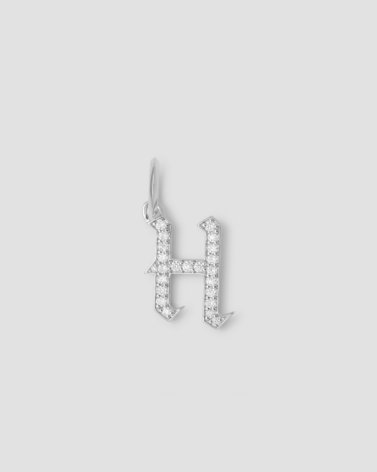 Capital Gothic Letter Charm with Pavé White Diamonds 18K gold charm - worn look | necklace with charms