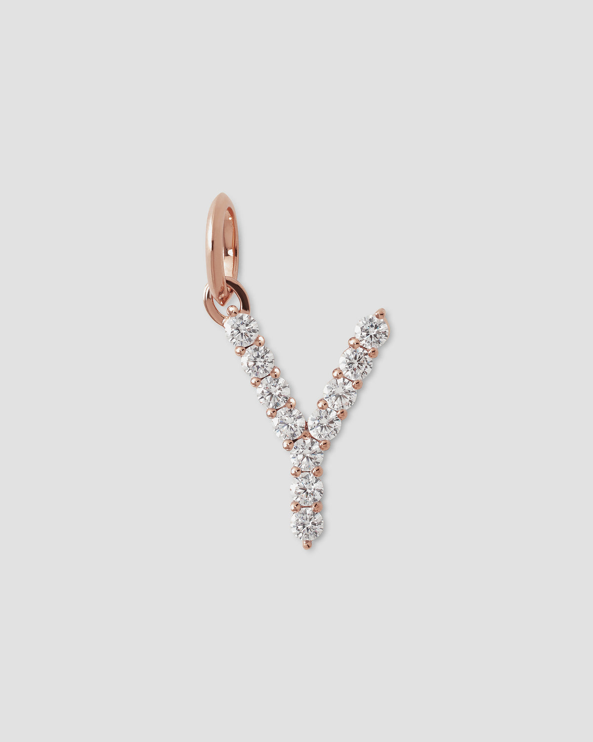 Large Floating Diamond Minimal Block Letter charm - front view | gold charm necklace