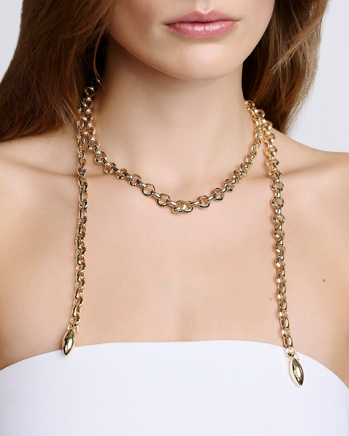 KDH 40" Wrap Necklace gold necklace - side view | fine necklaces