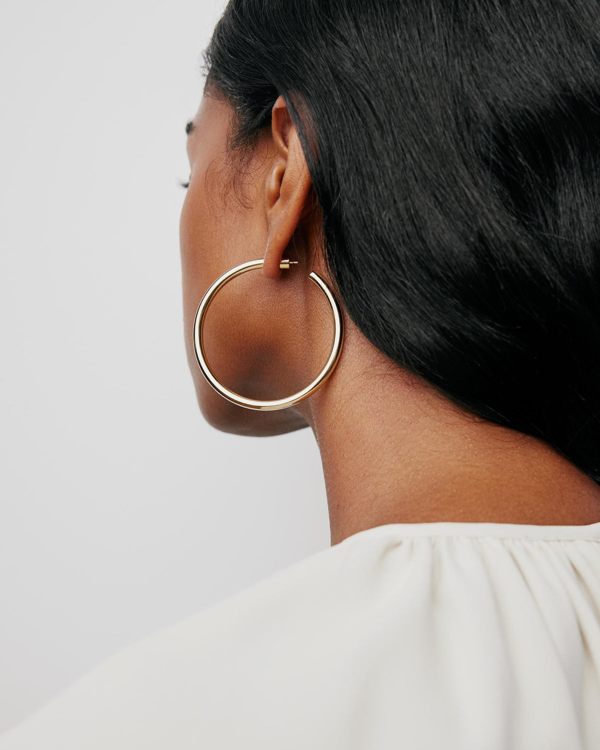 2" Lilly Hoops in 14K Yellow Gold earring - close-up detail | hoop earrings