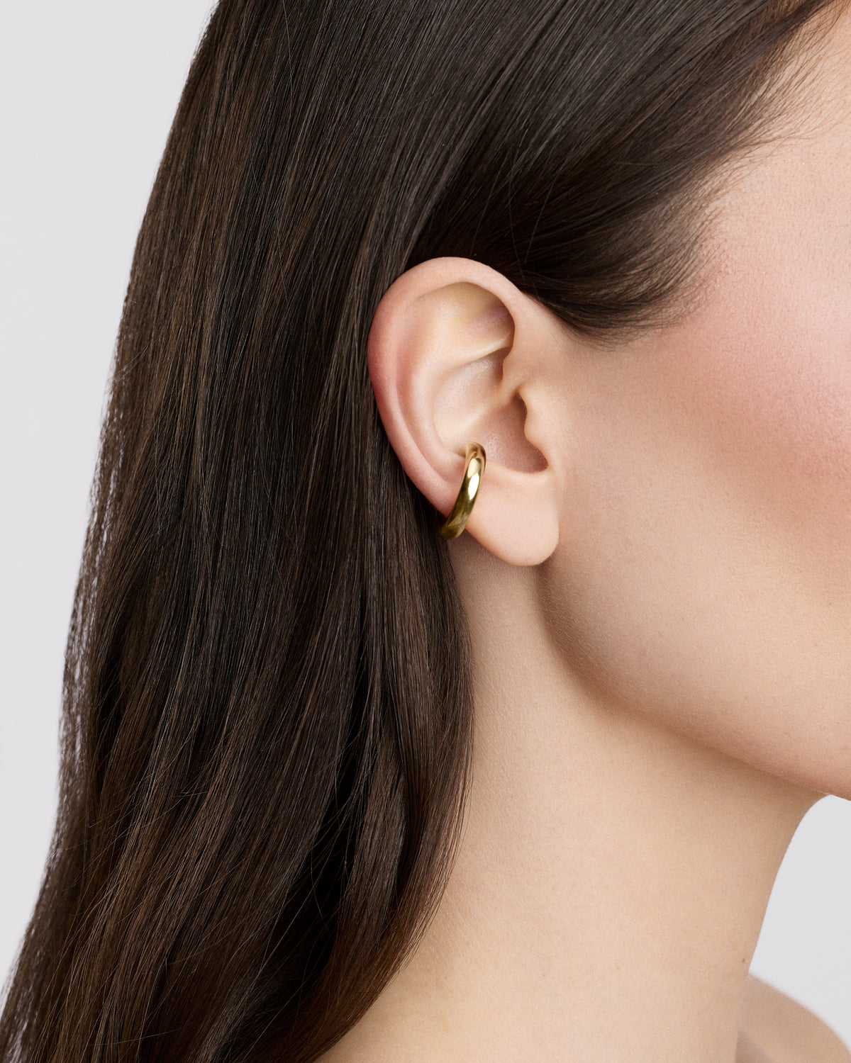 Lilly Ear Cuff earring - styled on model | 18k gold earrings