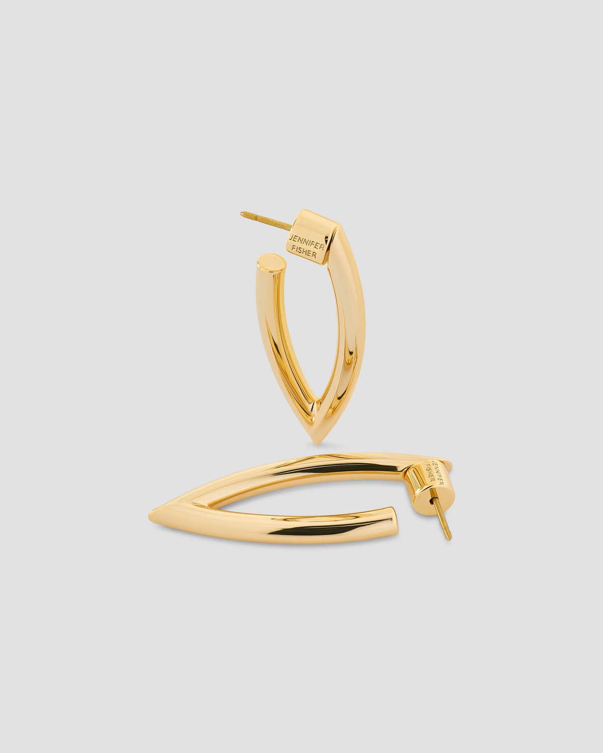 Small Marquise Hoops earring - styled on model | small 14k gold hoop earrings