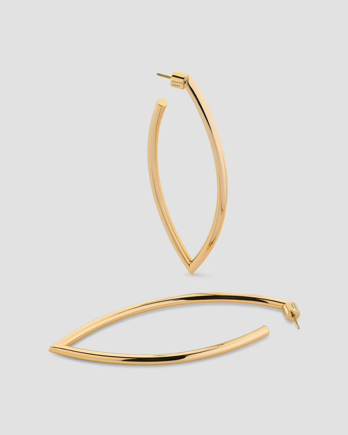 Large Marquise Hoops gold earring - styled on model | large hoop earrings
