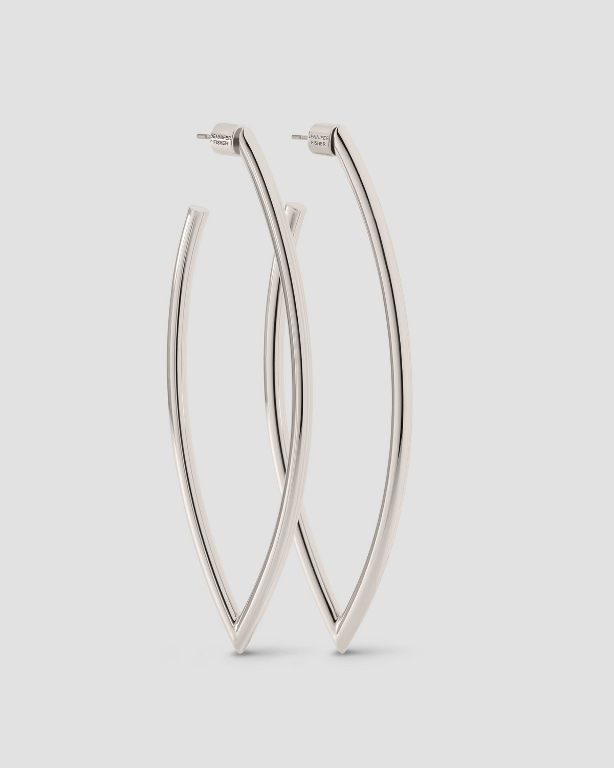 Large Marquise Hoops gold earring - alternate angle | large hoop earrings