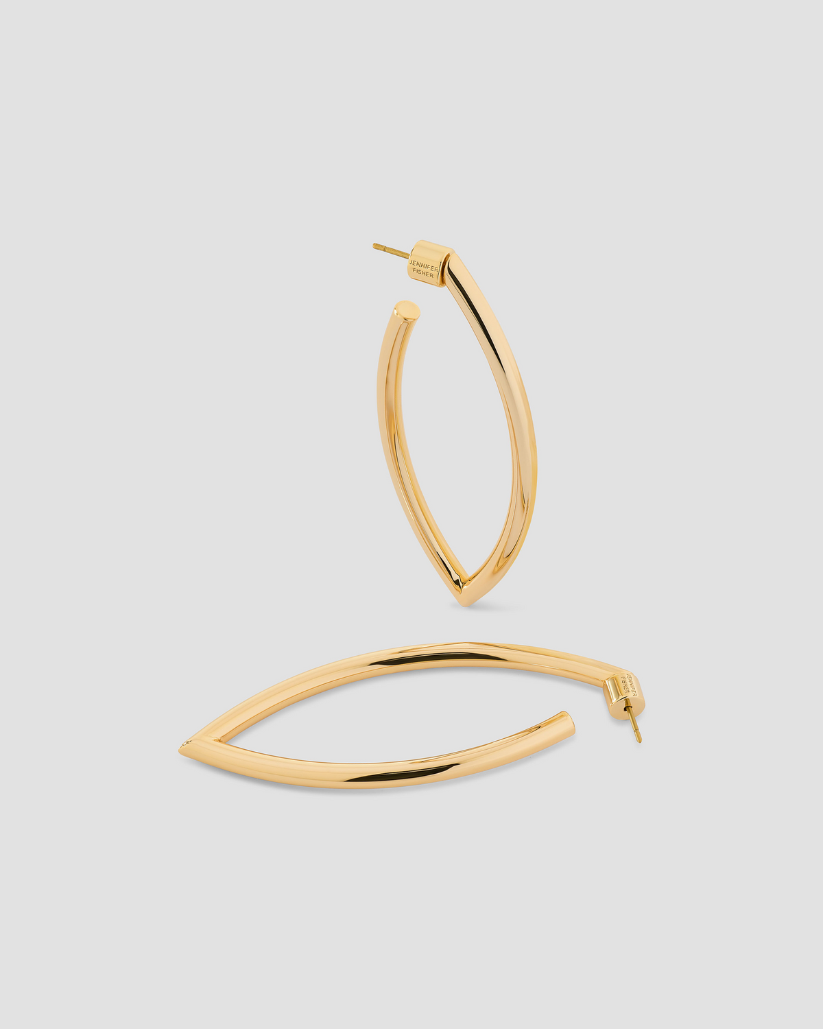 Medium Marquise Hoops gold earring - styled on model | medium hoop earrings