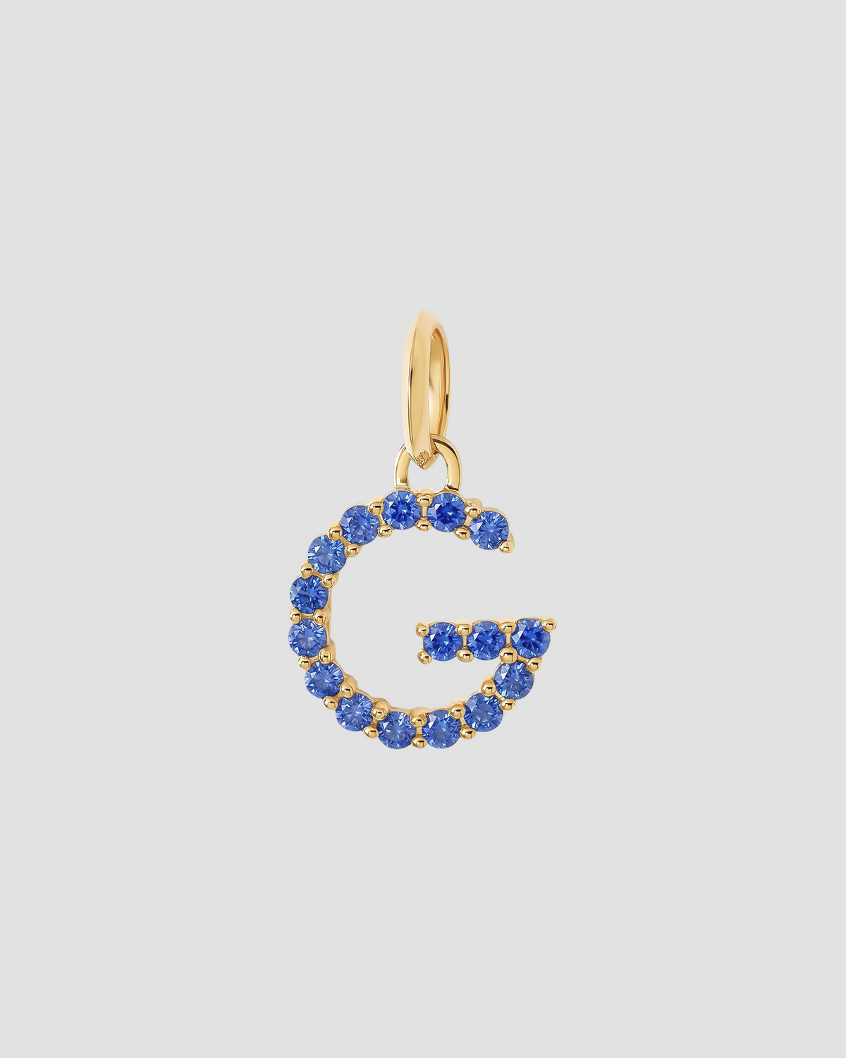 Medium Floating Sapphire Minimal Block Letter