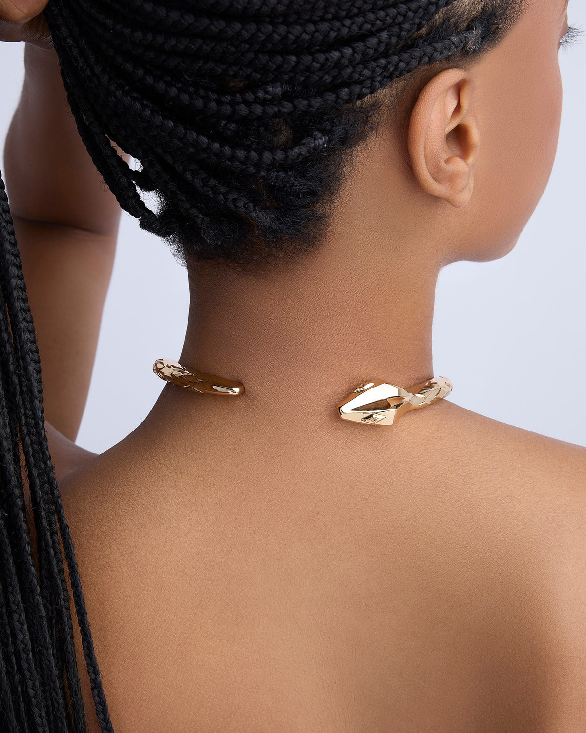 Snake Choker gold necklace - side view | fine necklaces