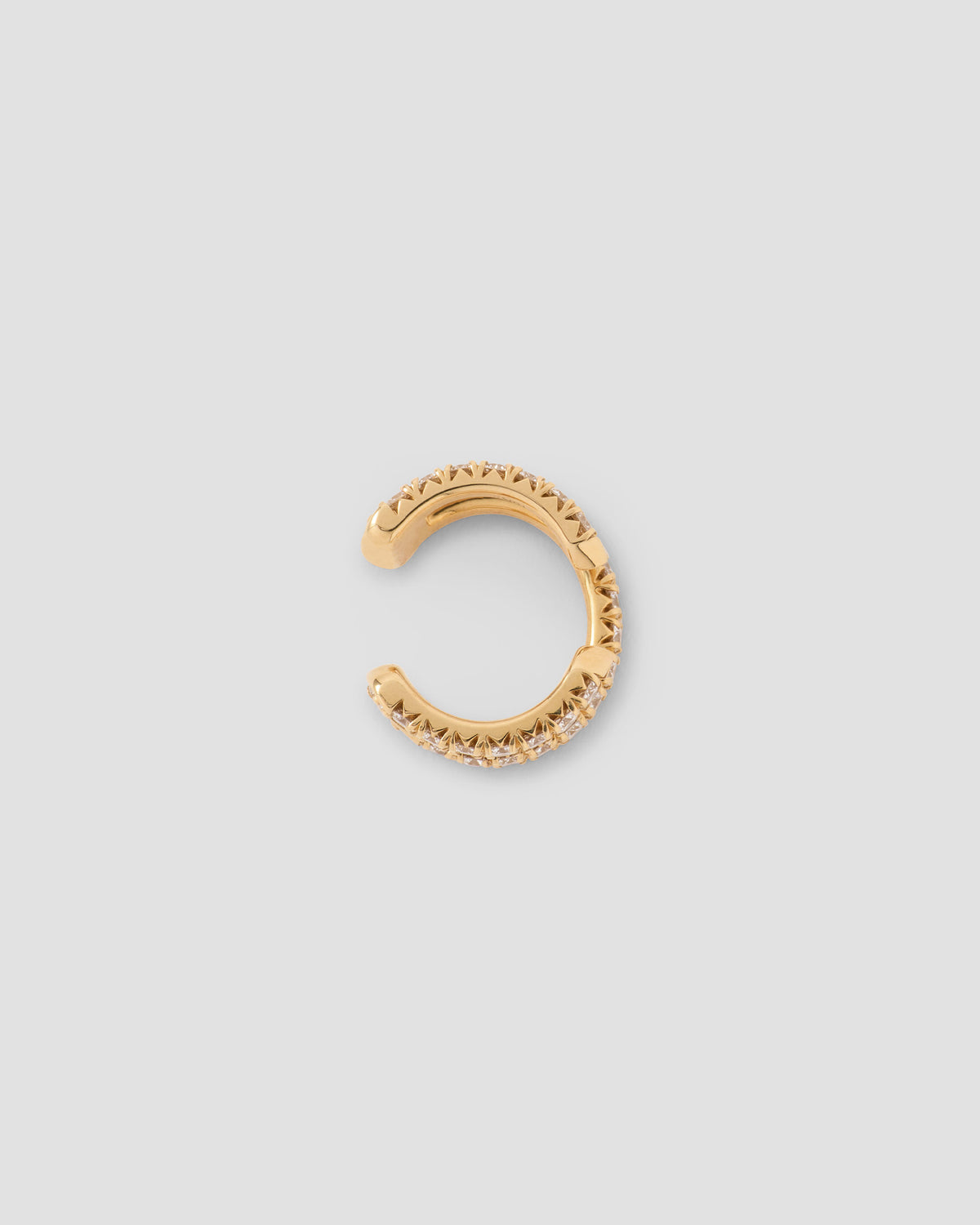 Pin Ear Cuff with Pave White Diamonds in 18K Yellow Gold earring - styled on model | diamond earrings for women
