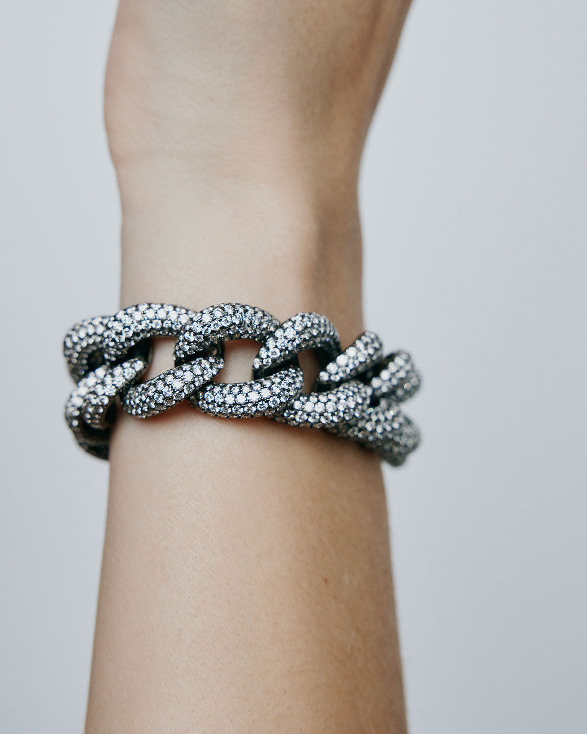 JF Lab - Pavé Diamond Cuban Link Bracelet - product detail shot | female gold bracelet