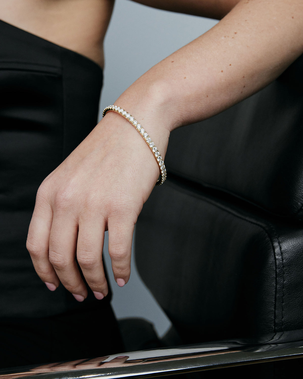 JF Lab - Round Cut Bangle bracelet - side view | real gold bracelet for women