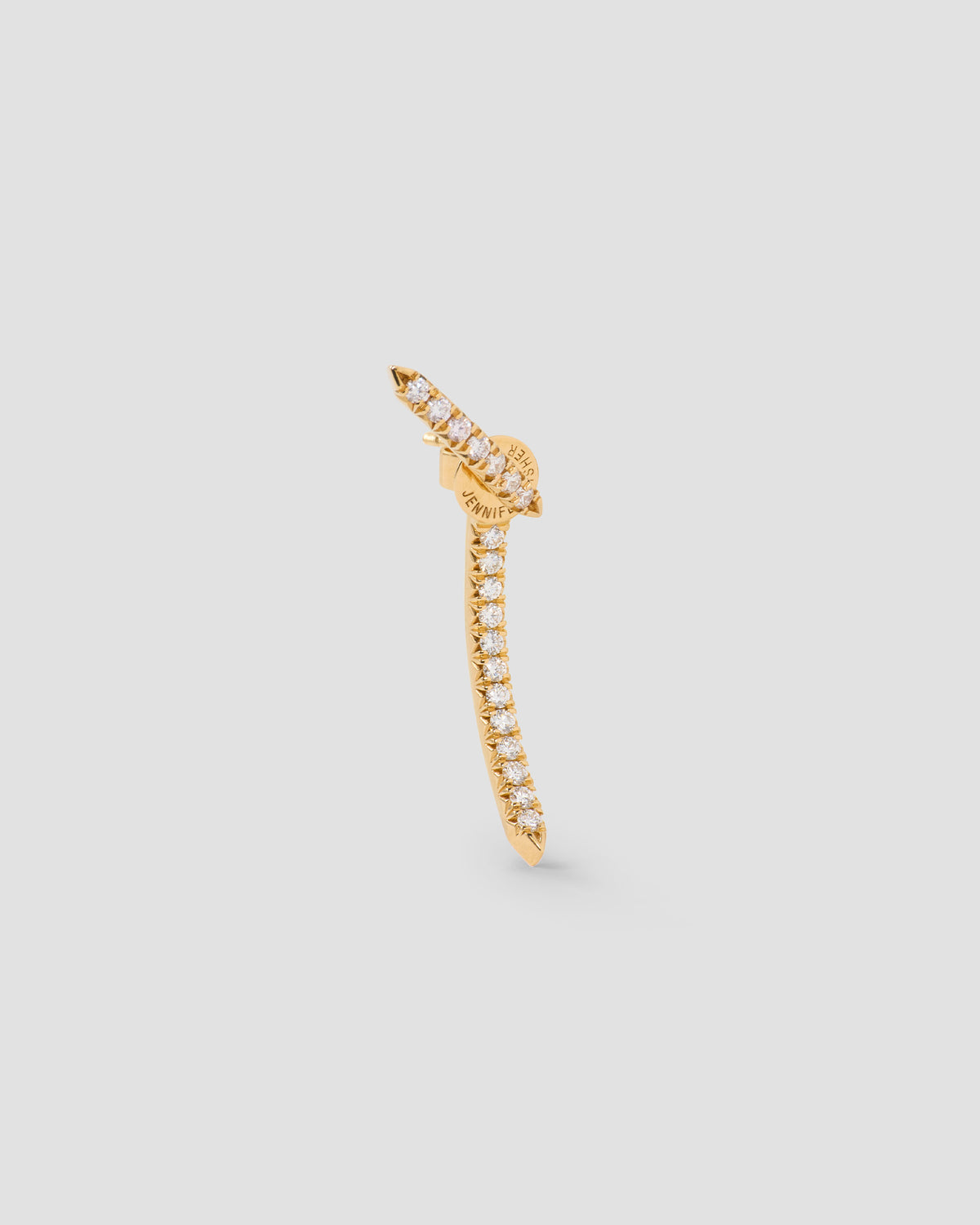 Pavé Diamond Tusk Earring in 18K Yellow Gold 18K gold earring - product detail shot | diamond earrings for women