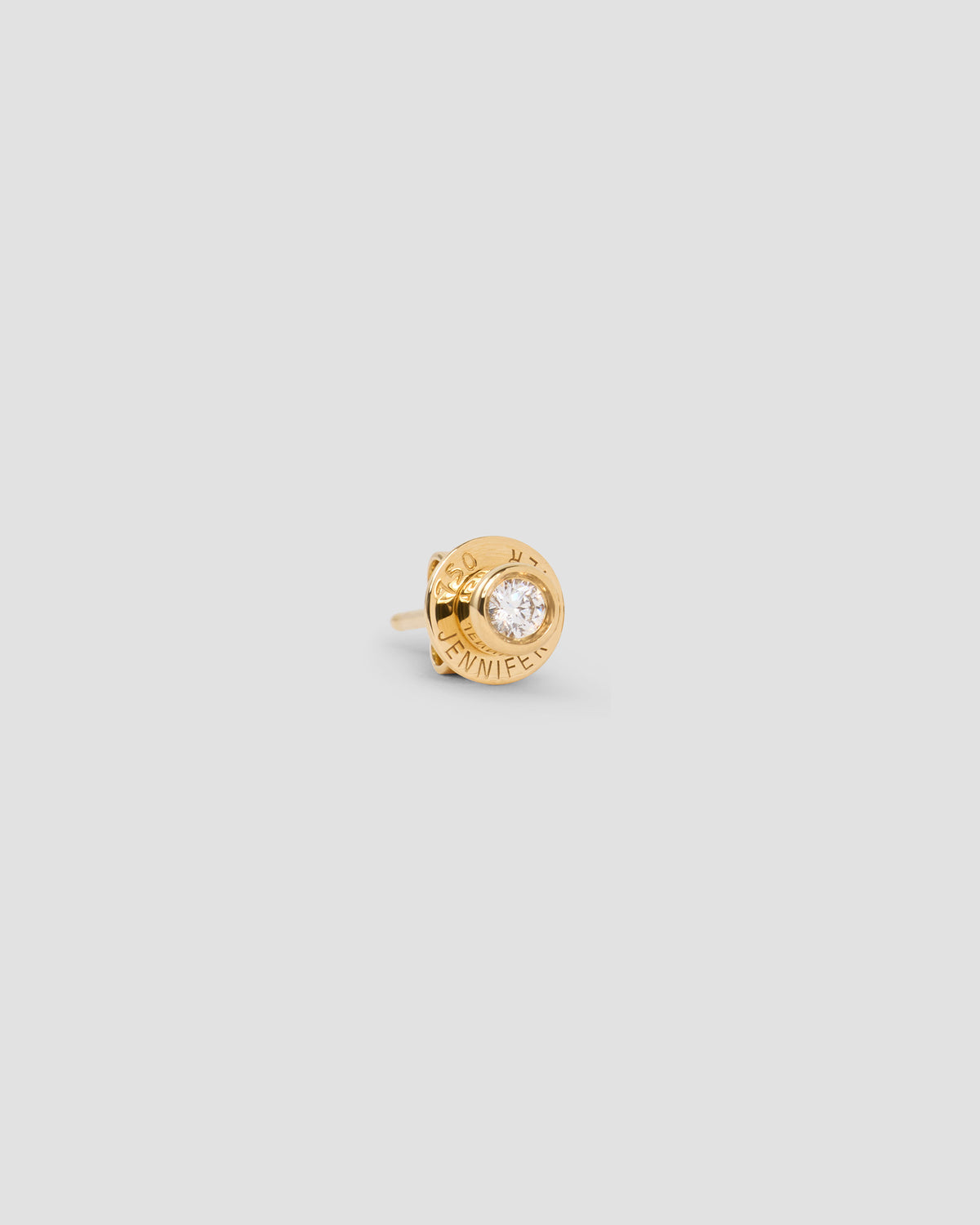 Diamond Stud Earring in 18K Yellow Gold earring - styled on model | diamond stud earrings