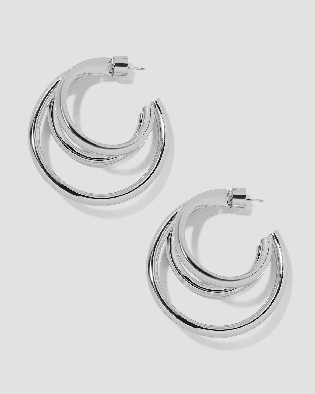 1.5" Triple Lilly Baby Hoops earring - alternate angle | gold hoop earrings for women