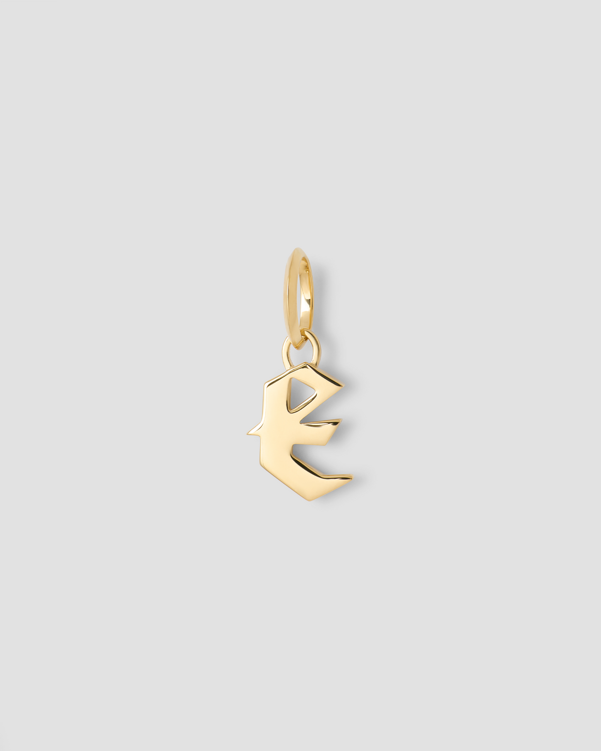 Lower Case Gothic Letter Charm in 14K Yellow Gold 14K gold charm - styled on model | charm necklaces
