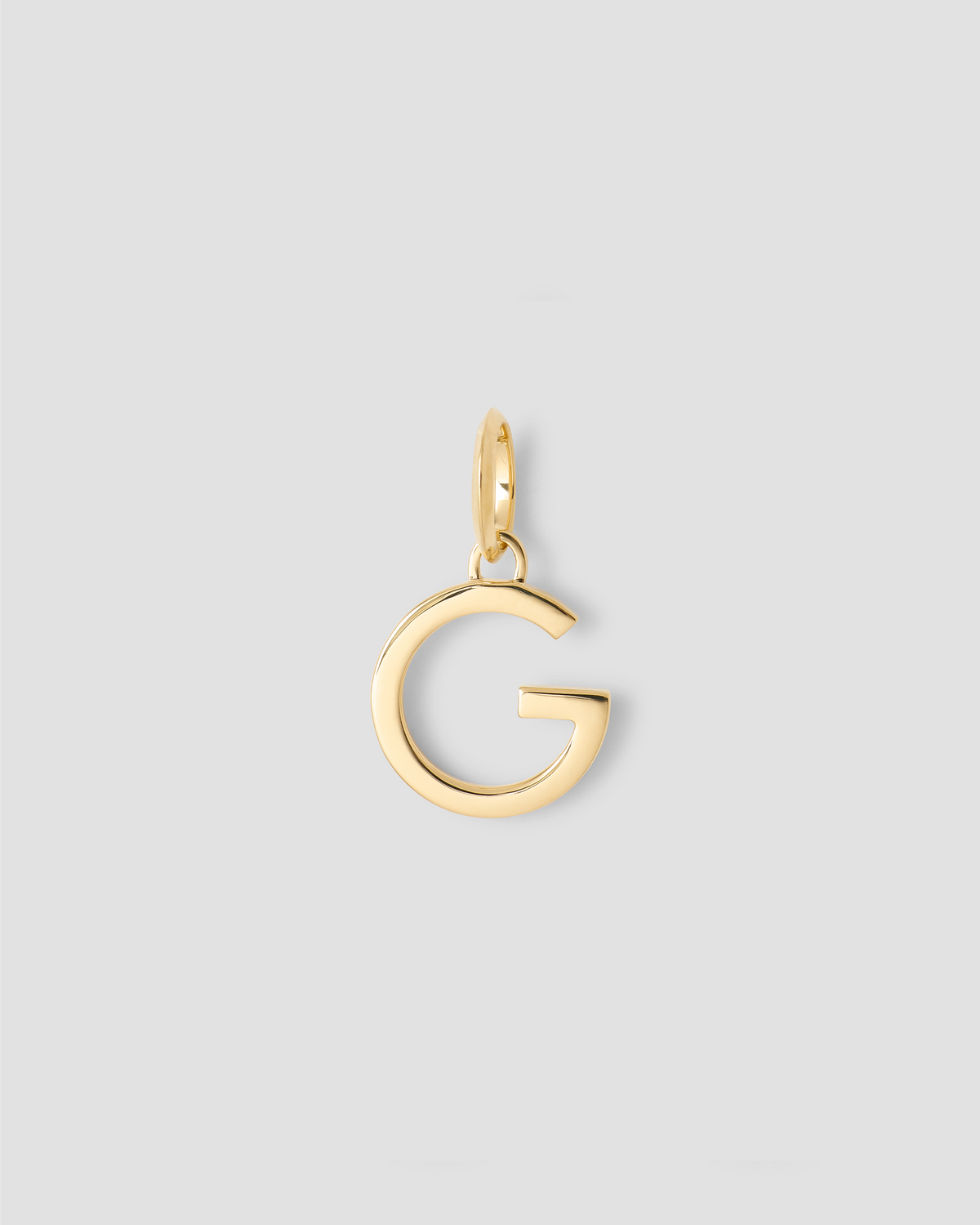 Minimal Block Letter Charm in 14K Yellow gold charm - side view | custom charm necklace