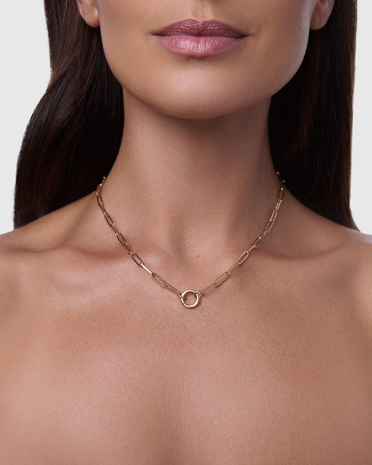 Long Link Chain with Circle Push Clasp