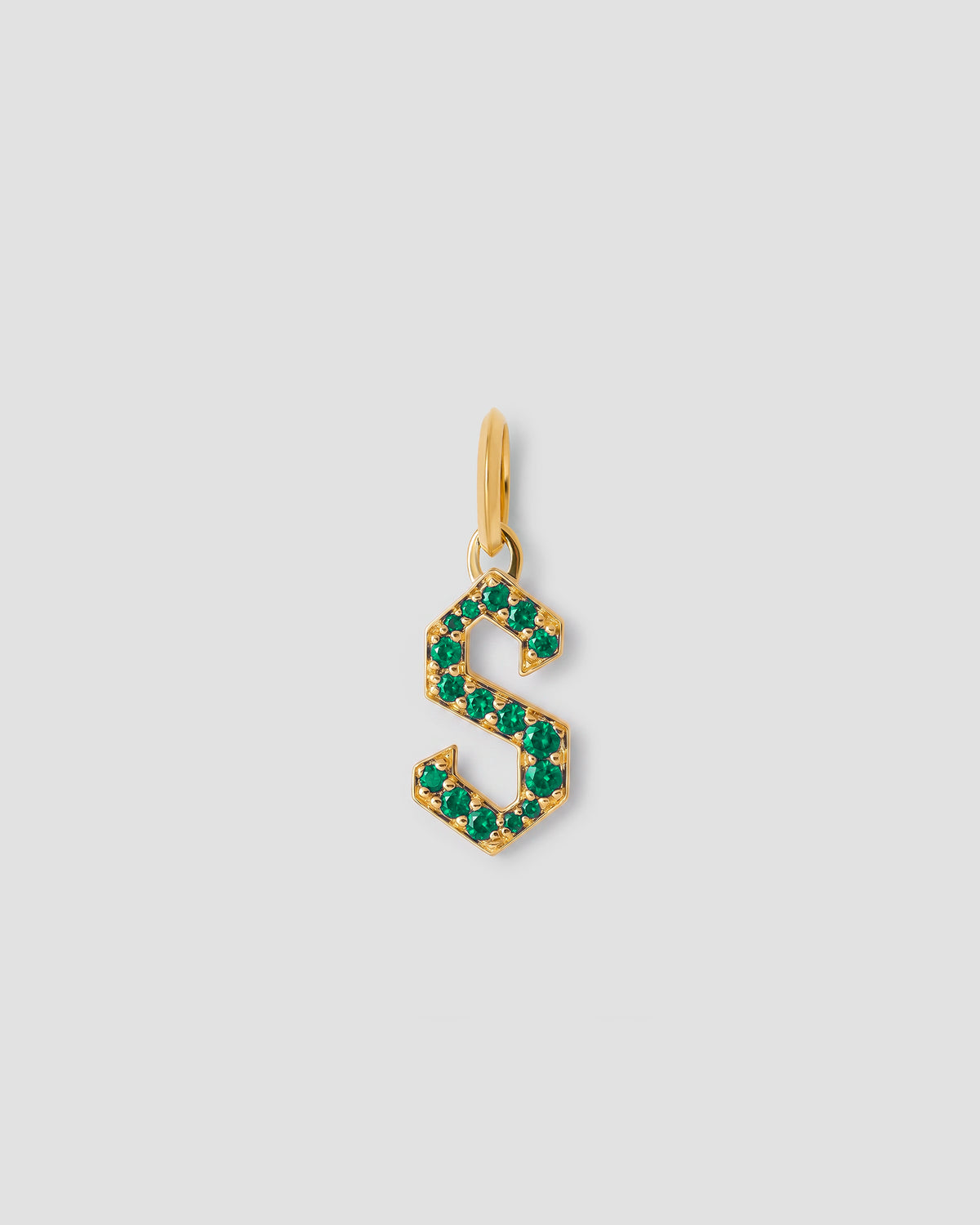 Capital Gothic Letter Charm with Pavé Gemstones