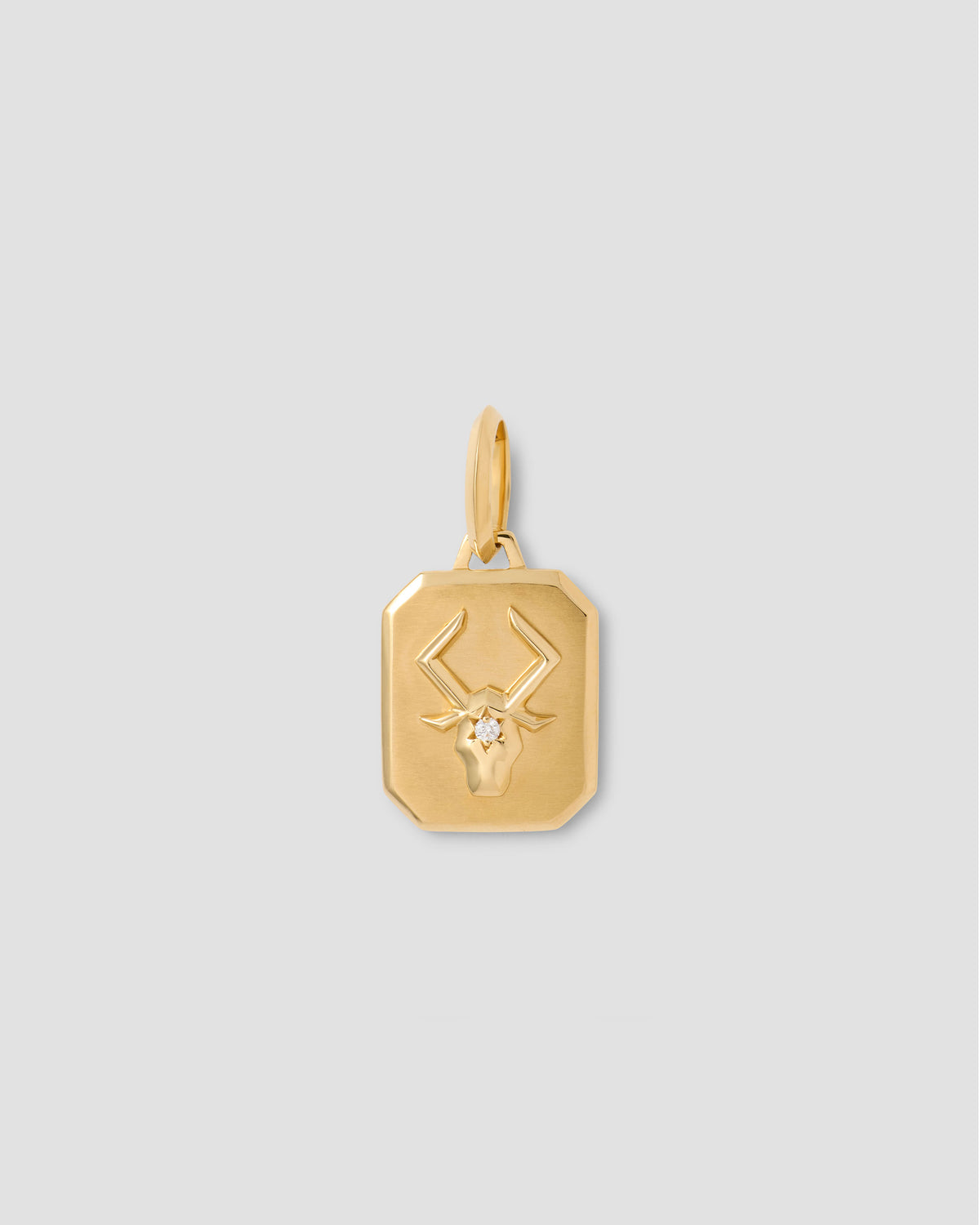 Zodiac Charm with Diamond in 18K Yellow gold charm - side view | custom charm necklace