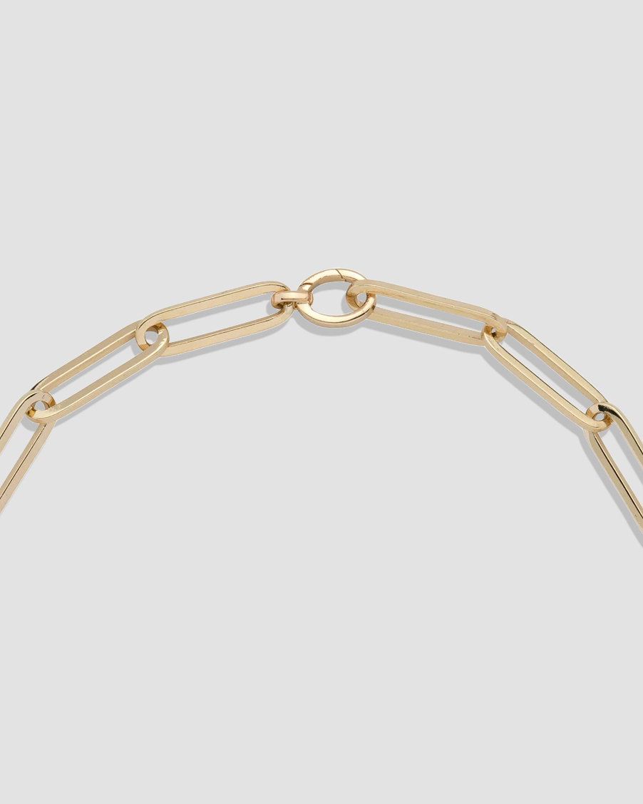 Large Long Link Chain in 14K Yellow Gold necklace - styled on model | 18k gold chain