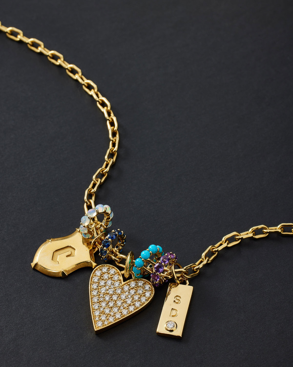 Eternity Bead charm - alternate angle | gold charm necklace