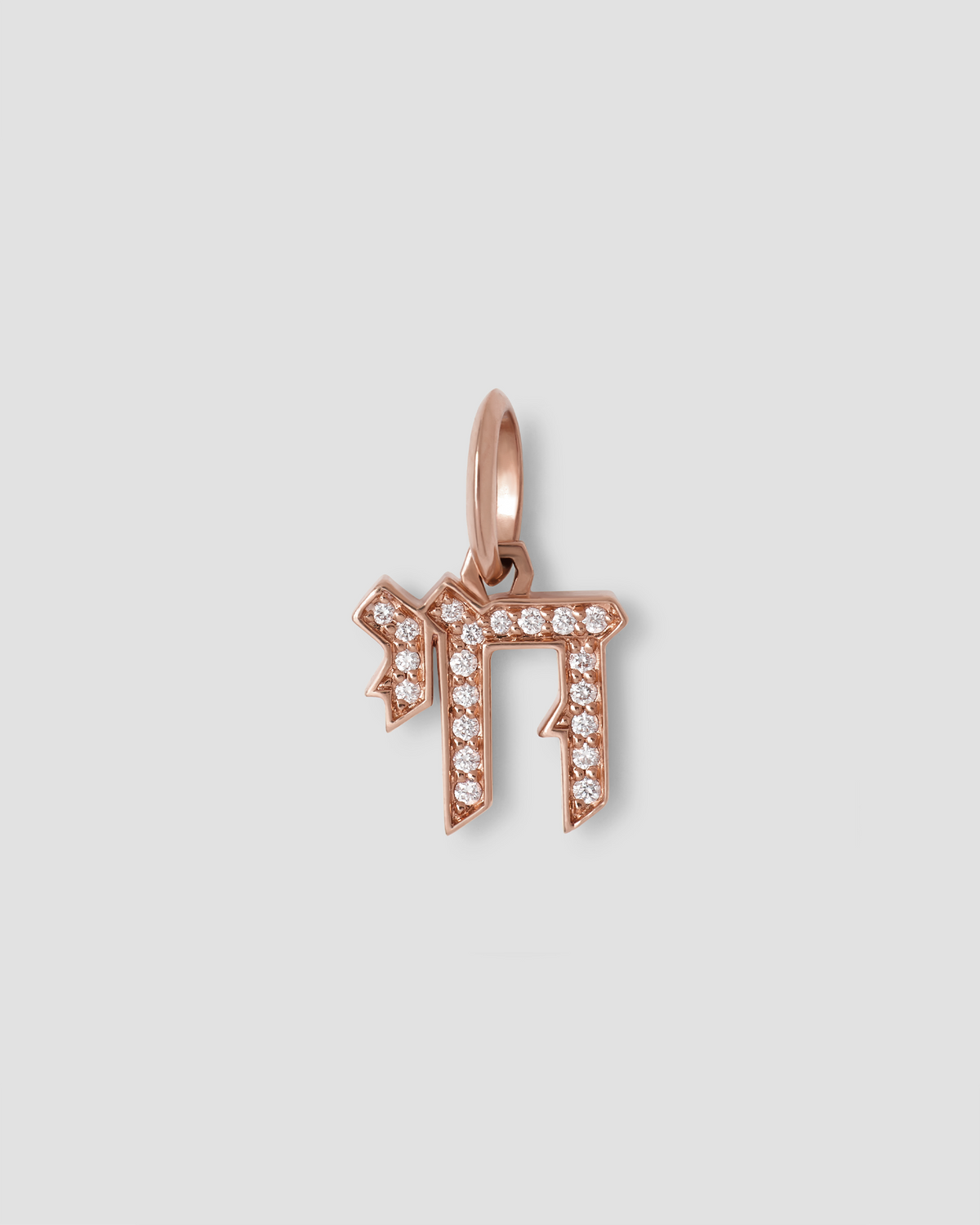 Chai Charm with Pavé White Diamonds charm - styled on model | gold charm necklace