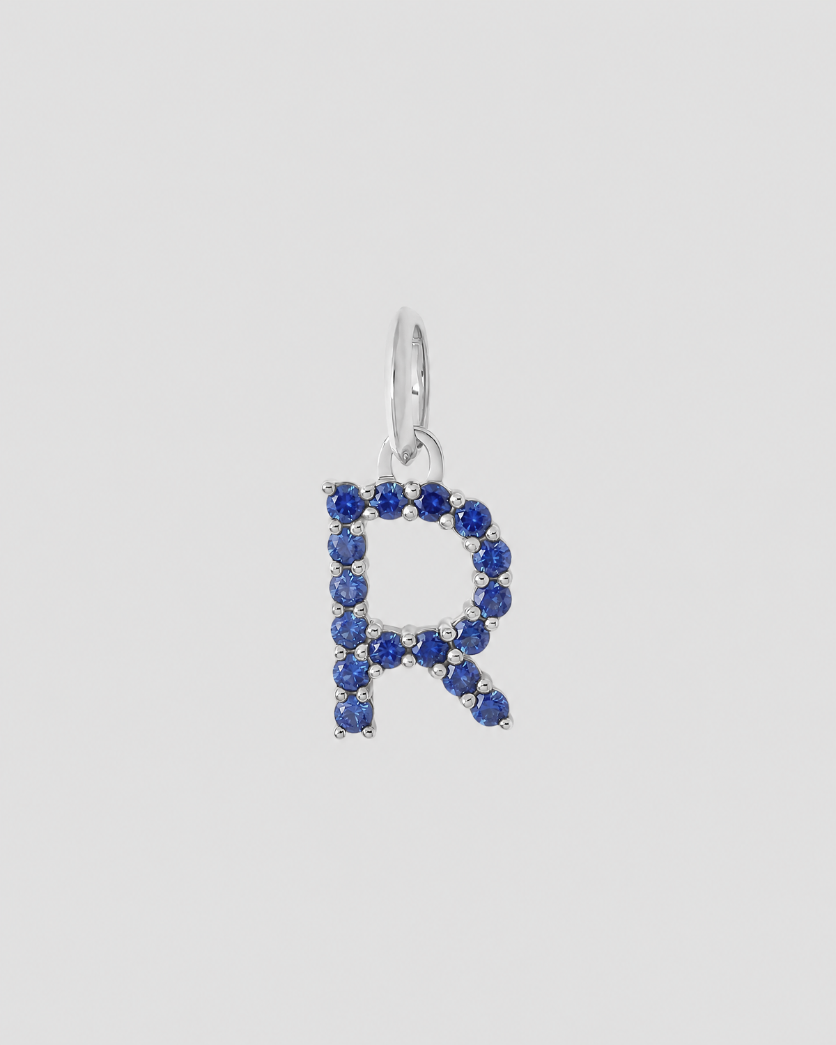 Medium Floating Sapphire Minimal Block Letter