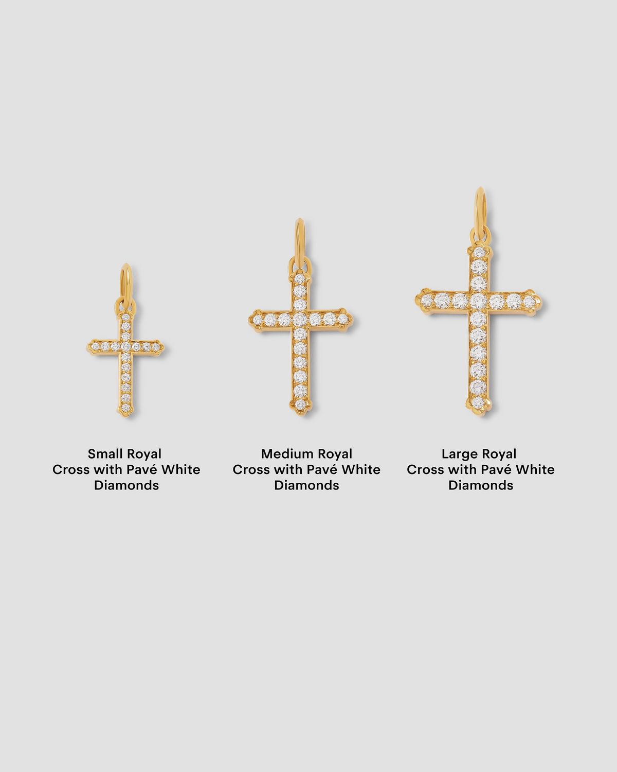 Medium Royal Cross with Pavé White Diamonds in 18K Yellow gold charm - styled on model