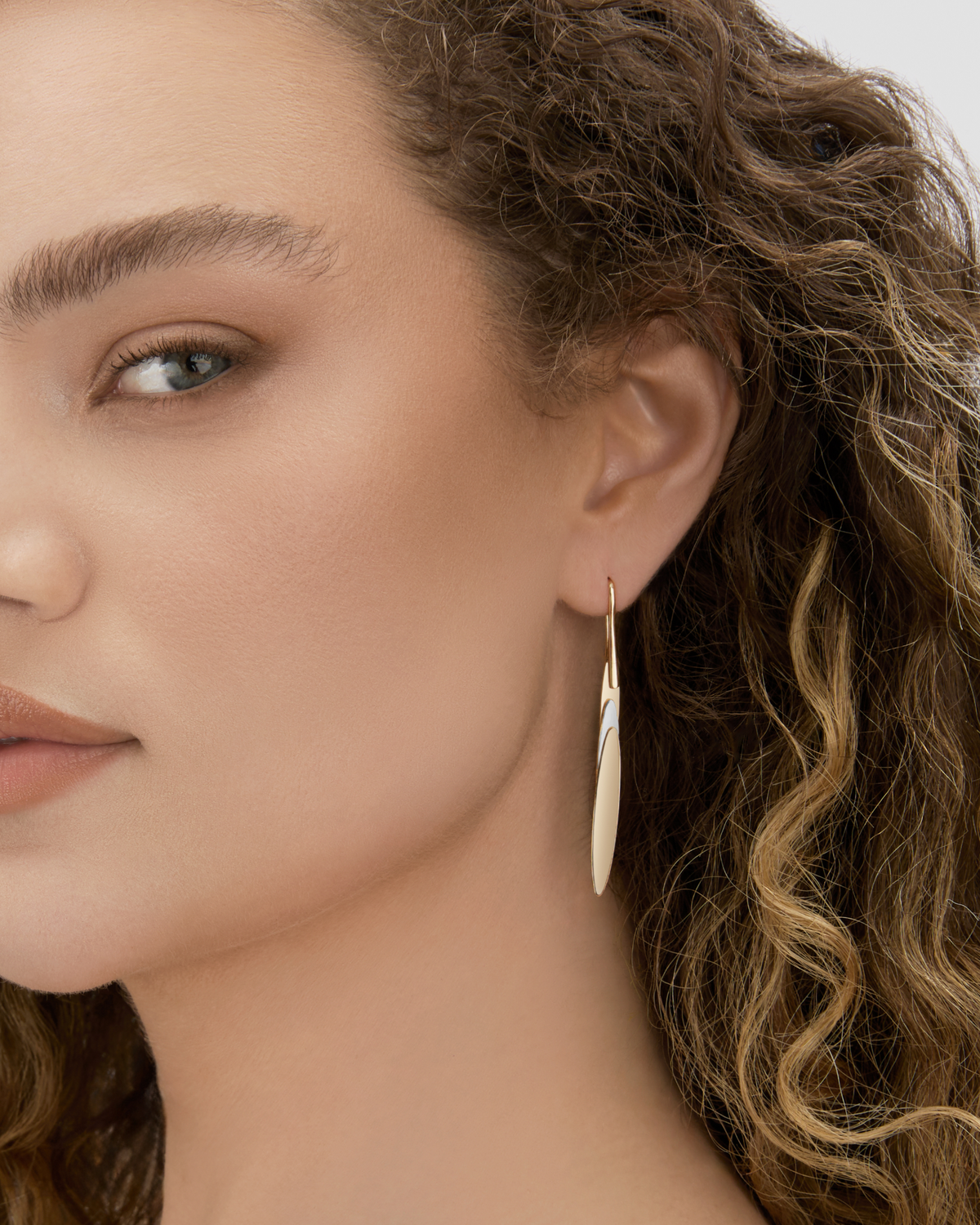 Short Feather Earrings earring - alternate angle | 14k gold earrings