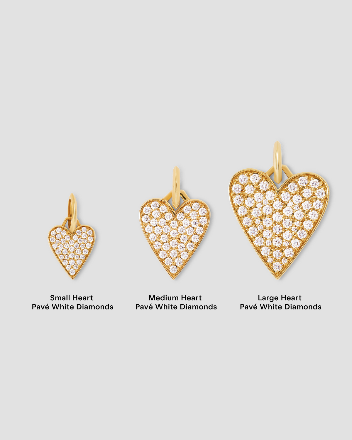Small Heart with Pavé White Diamonds gold charm - alternate angle | necklace with charms