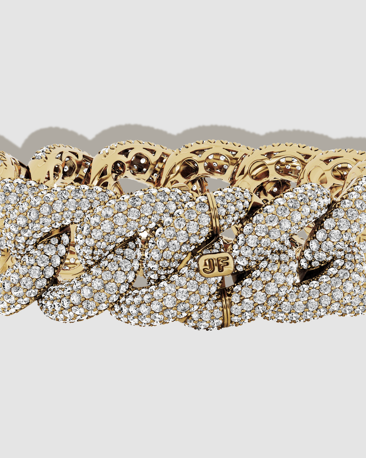 JF Lab - Pavé Diamond Cuban Link Bracelet - styled on model | female gold bracelet