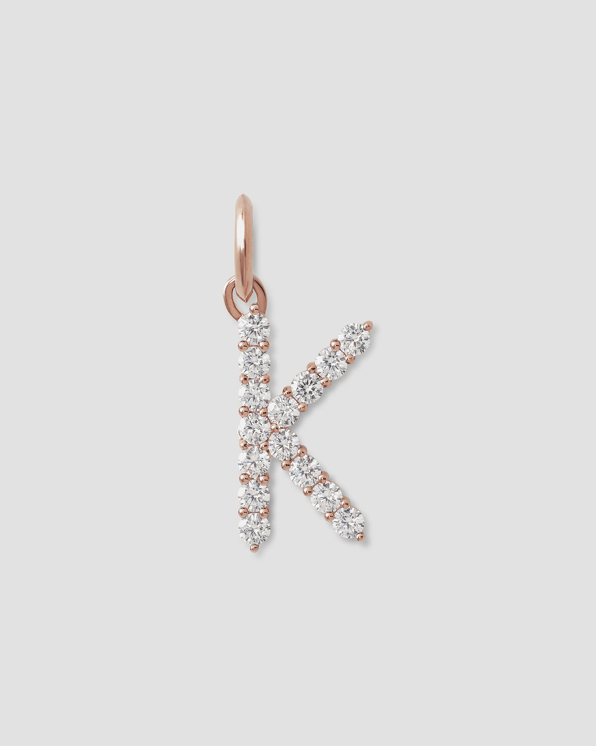 Large Floating Diamond Minimal Block Letter charm - styled on model | gold charm necklace