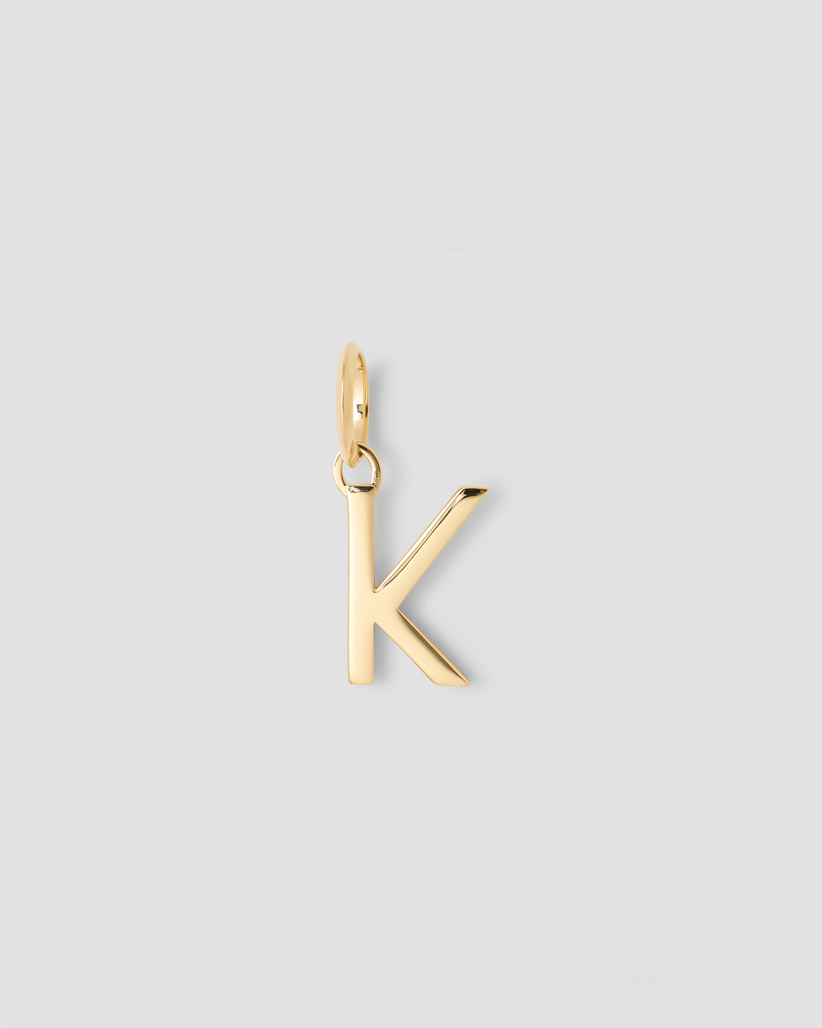 Minimal Block Letter Charm in 14K Yellow gold charm - close-up detail | custom charm necklace