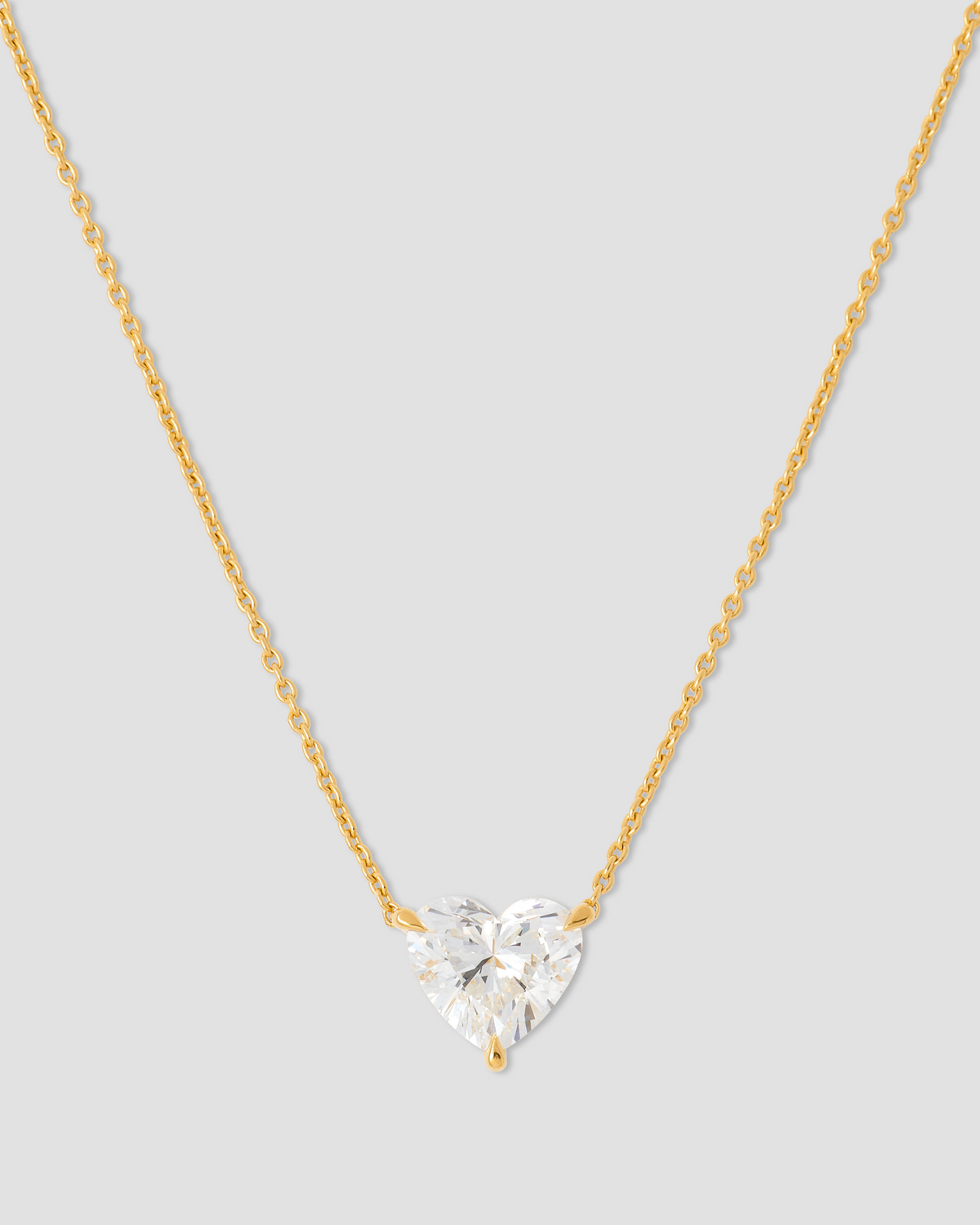 Floating Lab Diamond Heart Pendant Necklace gold necklace - alternate angle | lab grown diamond necklace