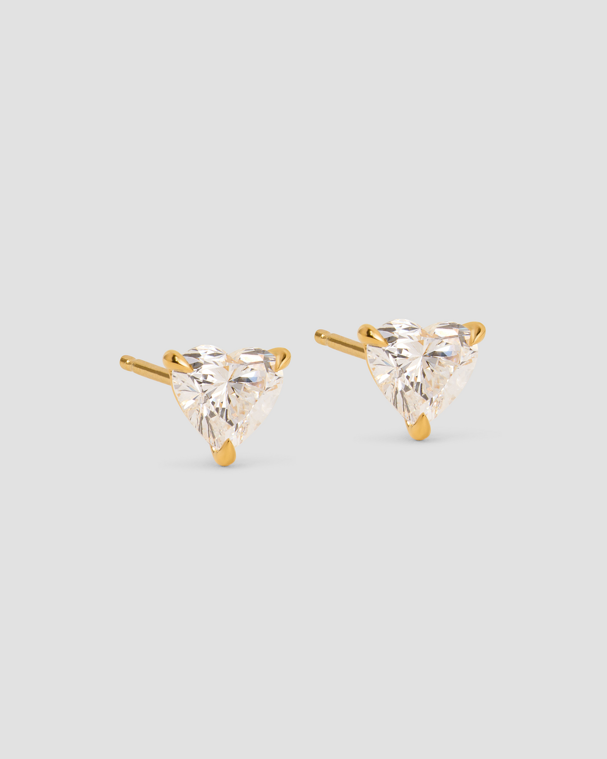 Floating Lab Diamond Heart Stud gold earring - front view | lab grown diamond studs