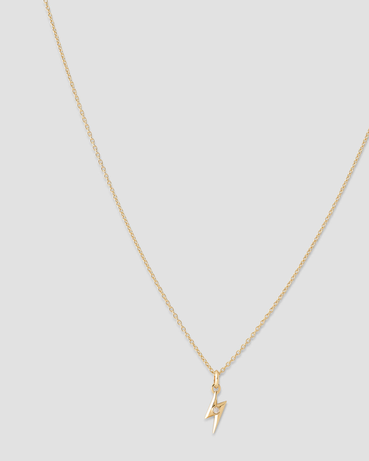 Lightning Bolt Necklace gold charm - close-up detail | custom charm necklace