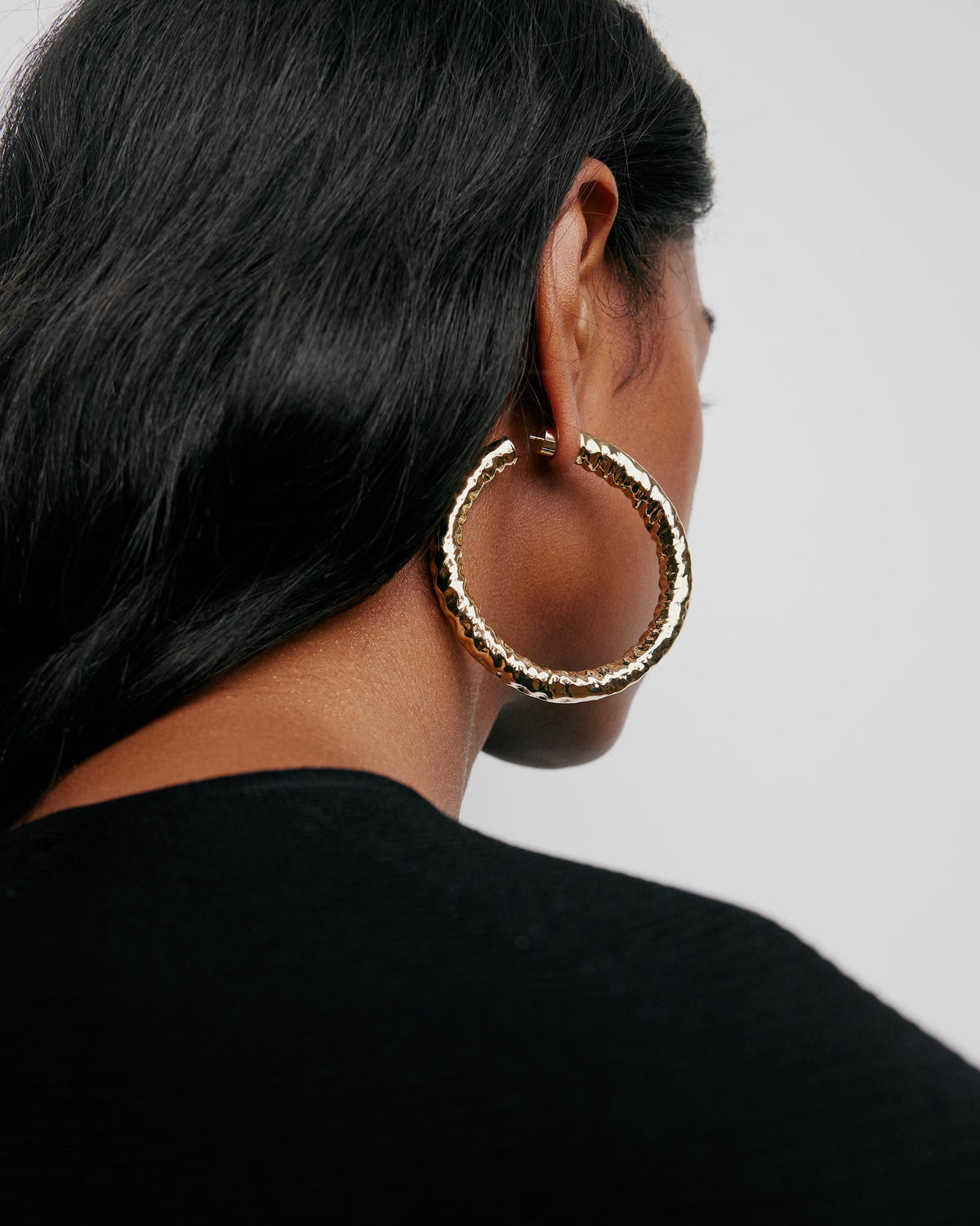2" Maeve Hoops earring - styled on model | gold hoop earrings for women