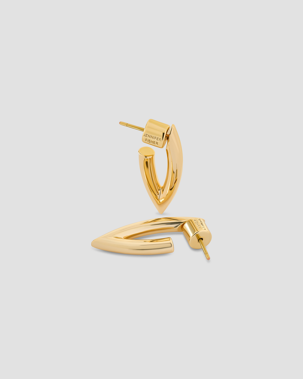 Marquise Huggies earring - alternate angle | gold huggie earrings