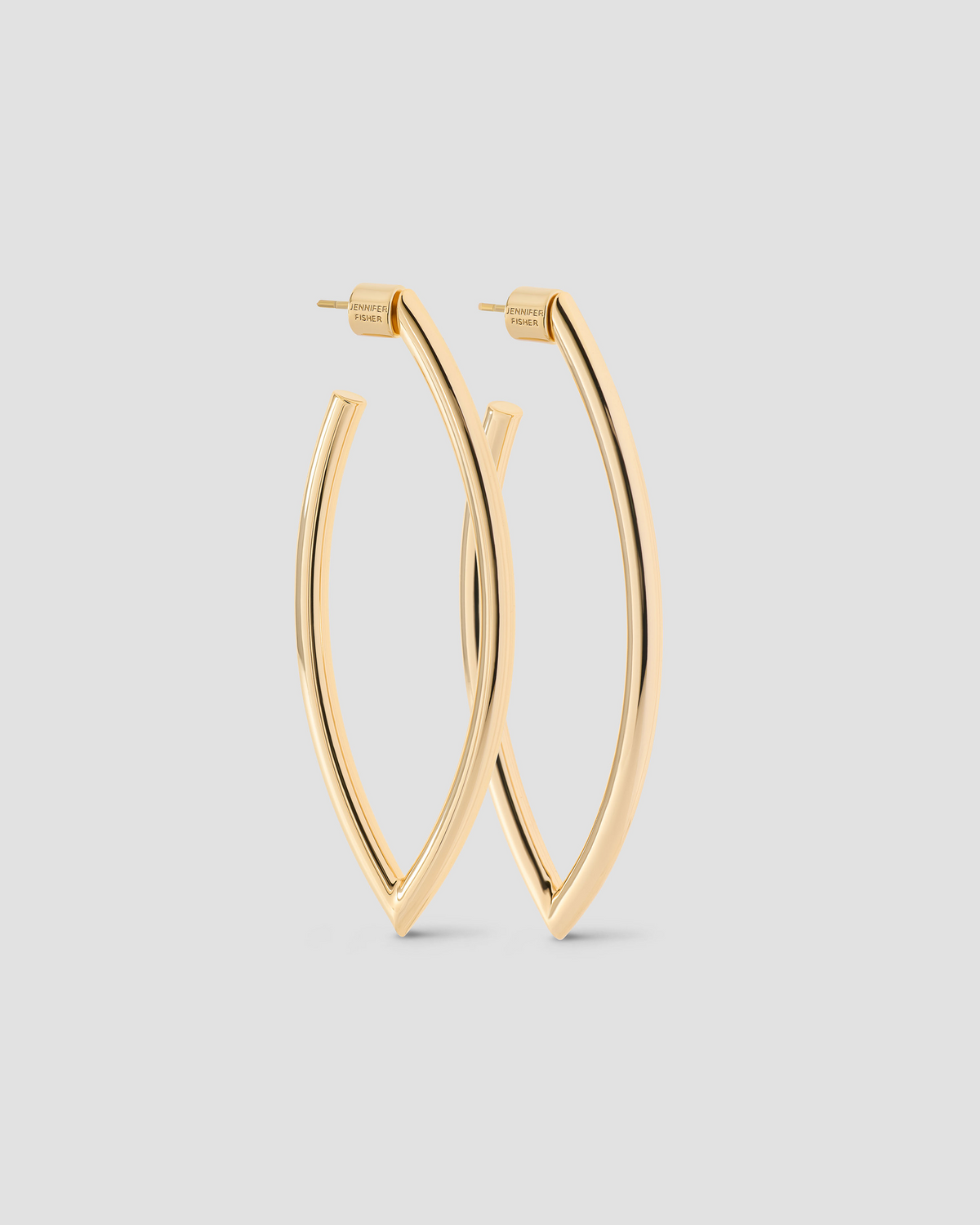 Medium Marquise Hoops gold earring - front view | medium hoop earrings