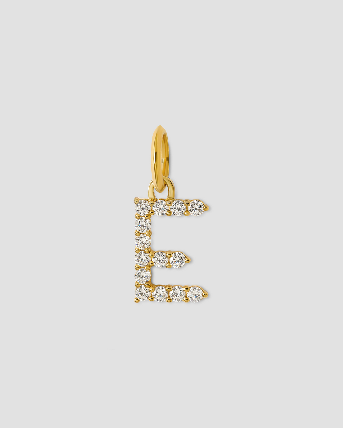 Medium Floating Diamond Minimal Block Letter 18K gold charm - close-up detail | necklace with charms