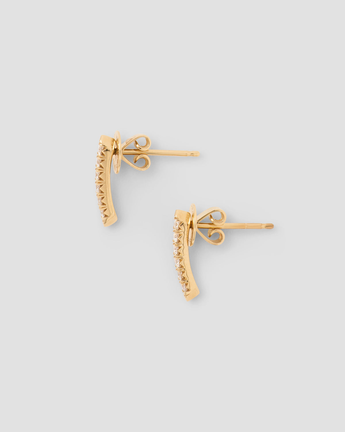 Essential Pin Earrings With Pavé White Diamonds in 18K Gold 18K gold earring - styled on model