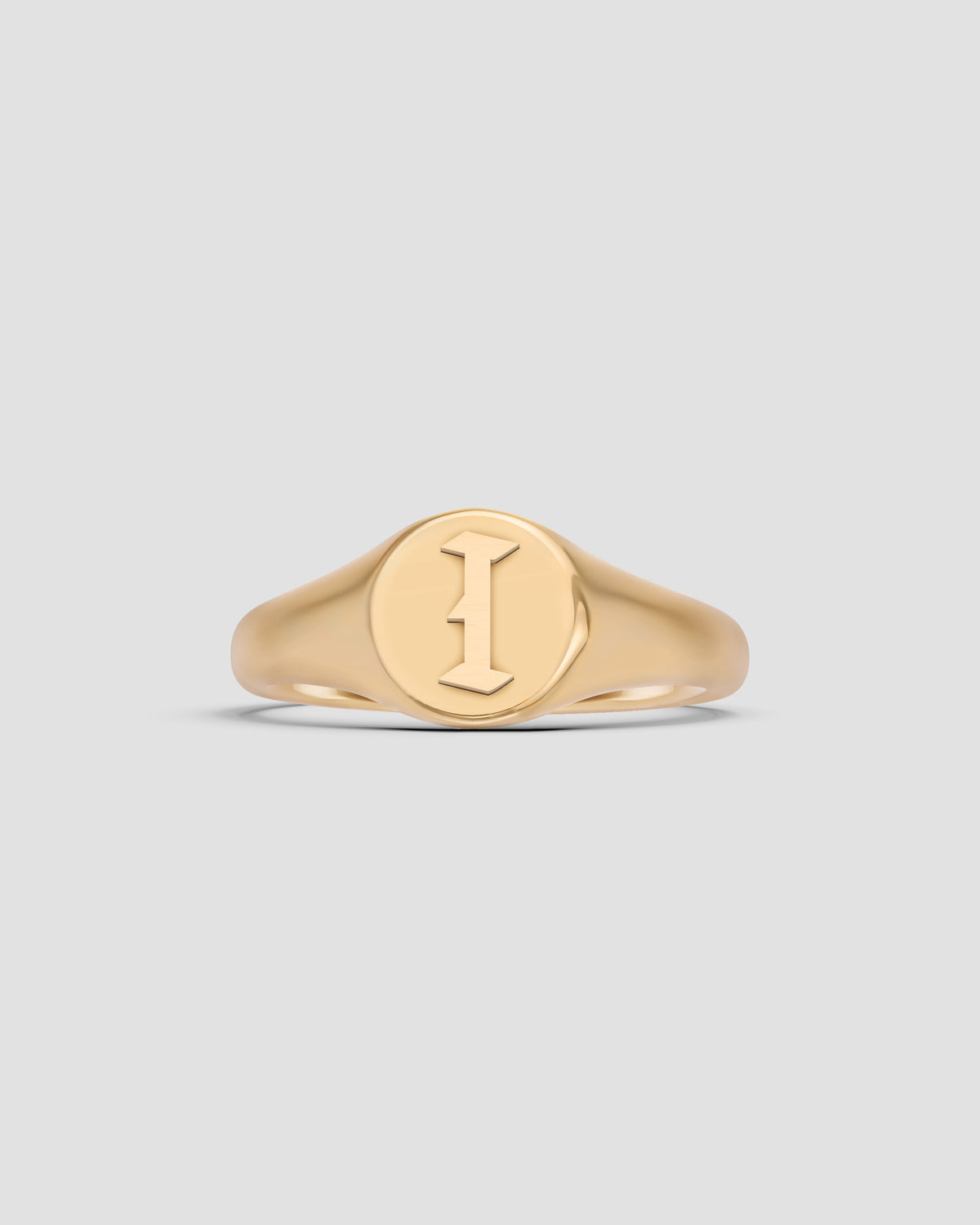 Mini Gothic Letter Signet Ring A-N ring - close-up detail | gold rings for women