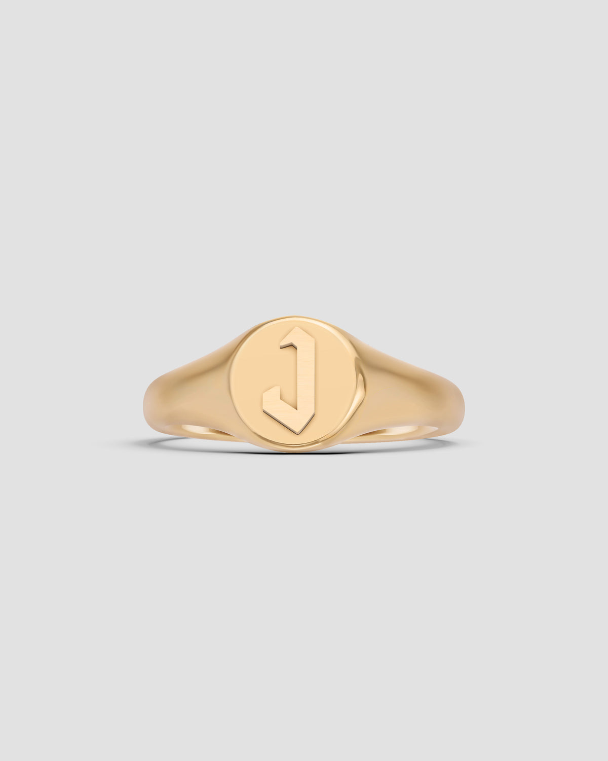 Mini Gothic Letter Signet Ring A-N ring - styled on model | gold rings for women