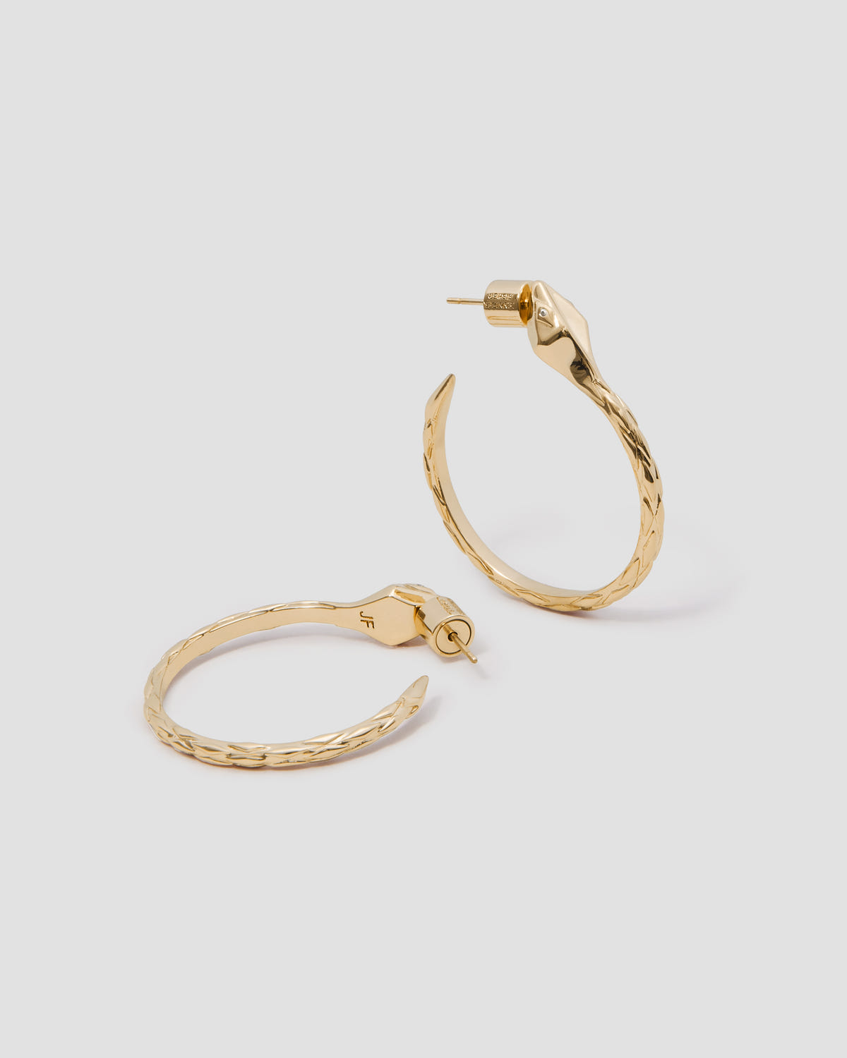 1" Mini Snake Hoops earring - front view | small gold hoop earrings