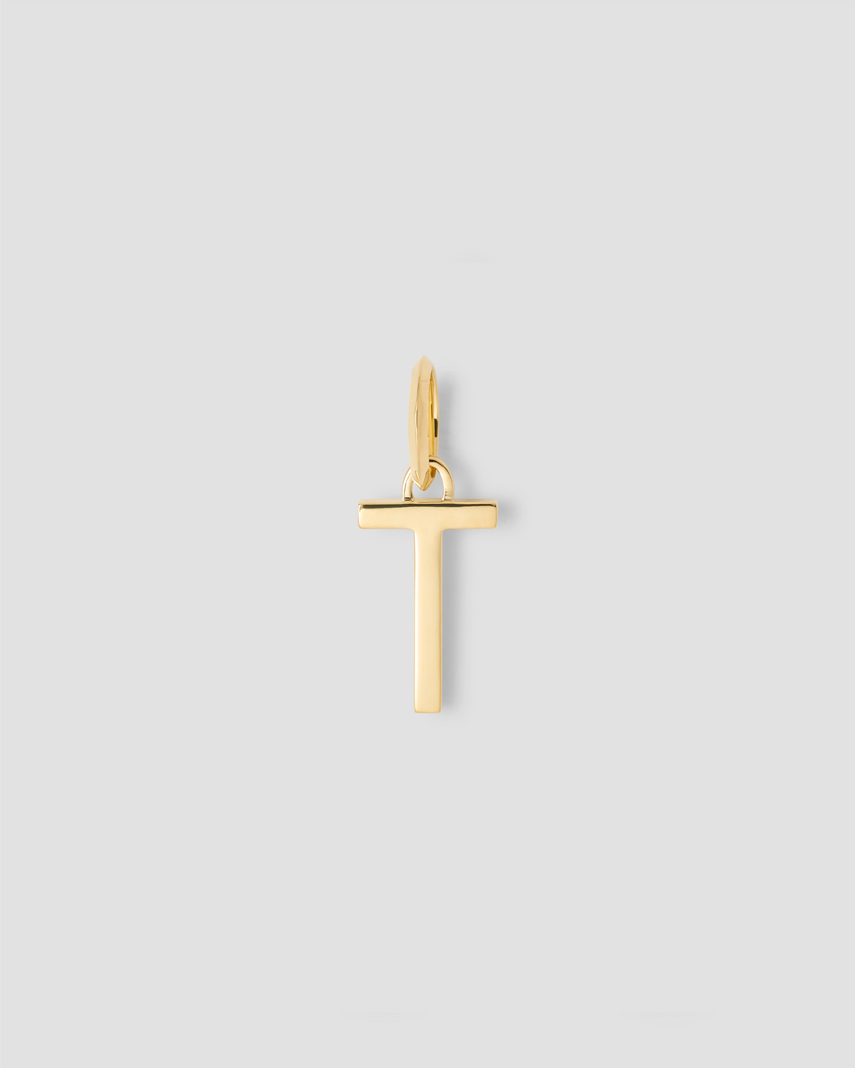 Minimal Block Letter Charm in 14K Yellow gold charm - styled on model | custom charm necklace