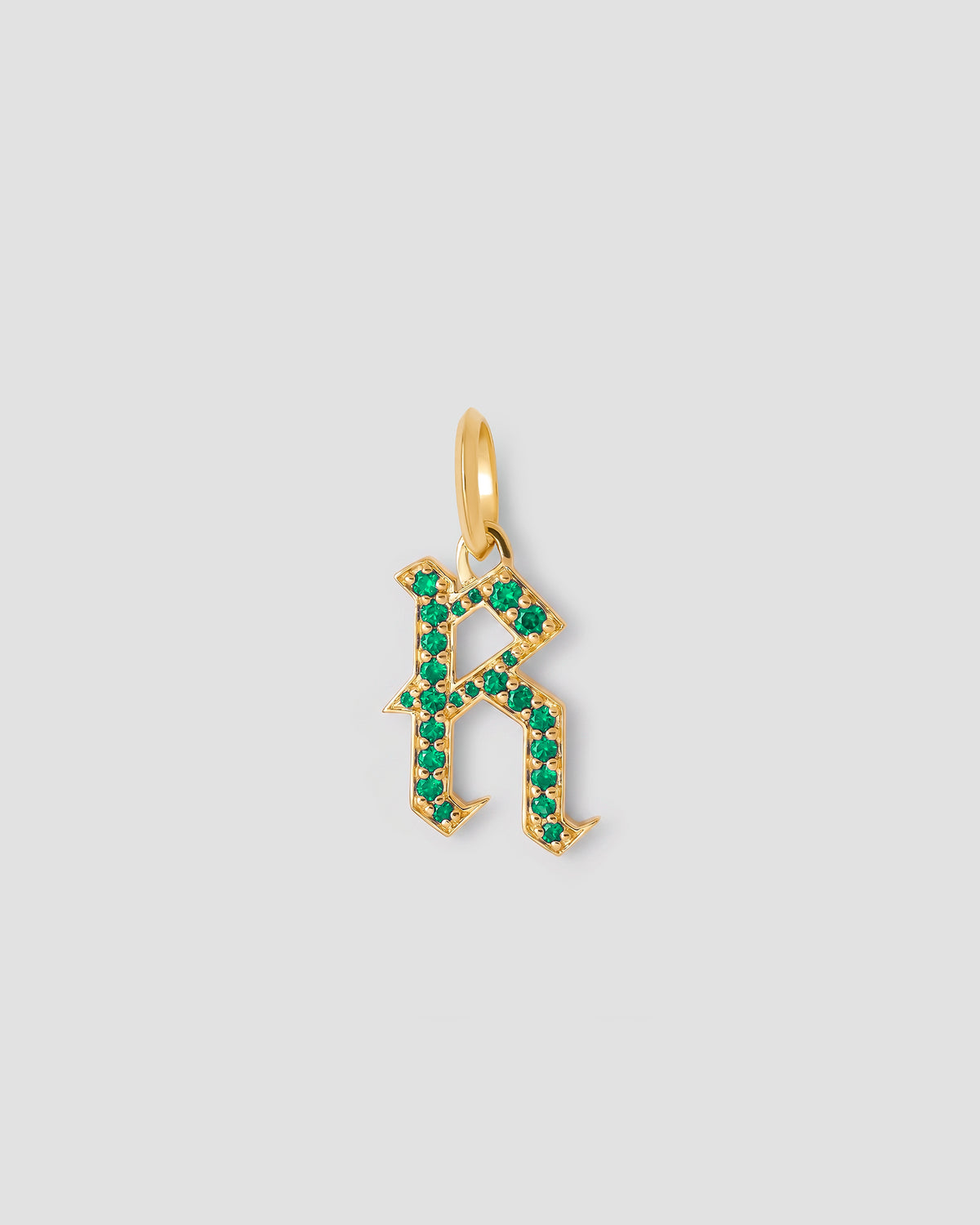 Capital Gothic Letter Charm with Pavé Gemstones